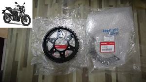 โซ่โอริง สีดำ(สีเหล็ก)+สเตอร์แท้ CB300R 2018/19 (ไฟหน้ากลม-สเตอร์หลังมีจาน-E10) 14-36-520-110 1ชุด3ชิ้น(kyj+k0A-E10+izumi)