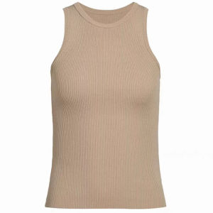 CHOEFULYN | Khaki Color Hang-Neck Knitted Halter Top Summer Underwear Outerwear Sleeveless Top