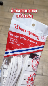 Ổ cắm điện đa năng Điện Quang ĐQ 001A-01 (6 lỗ 2 chấu dây 5 mét) công suất 2500W tự ngắt khi quá tải BH 12 tháng