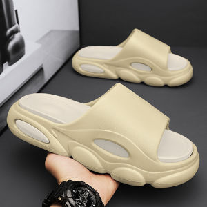 รองเท้าแตะชายหาดแบบสวมสบายสำหรับผู้ชาย รองเท้าแตะกลางแจ้งกันลื่นในบ้าน รองเท้าแตะพื้นหนาสำหรับใช้ในบ้านและห้องน้ำ รองเท้าแตะแบบสวมสบายสำหรับฤดูร้อน