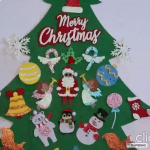 DIY Felt Christmas Tree Wall Hanging Artificial Xmas Tree with Santa Claus Snowflakes Ornament Decor Christmas Gift