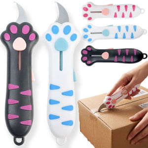 Portable Retractable Utility Knife / Cartoon Cat Paw Courier Box Cutter / Letter Envelope Paper Package Opener / for Home Office School