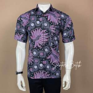 kemeja batik pria motif kembang langit
