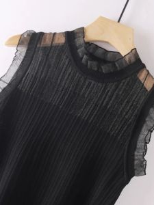 เสื้อกั๊กผ้าตาข่ายแบบบางไร้แขนสำหรับผู้หญิง ทรงหลวม แขนกุด ทรงเข้ารูป ทรงเข้ารูป แขนกุด ทรงเข้ารูป แขนกุด