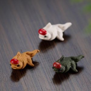 Miniature Purple Clay Tea Pet Ornament Lucky Goldfish Multi-color Cute And Lovely Tea Plaything Cultivable Country Style