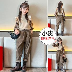 Fashionable Spring Autumn Outfit for Girls Cute Little Girl Medium Large Childrens Clothes Two Piece Set Stylish Sweater Pants