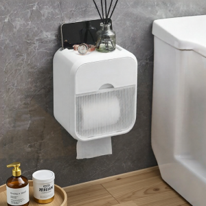 GUANGMANZHI | Wall-mounted Tissue Dispenser Toilet Paper Storage Wavy Luxury Drill-free Bathroom