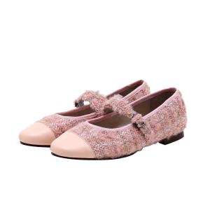 Lost Deer Chunky Knit Calla round Toe Mary Jane Flat Womens Genuine Leather Buckle Fashionable Korean Style Casual Shoes