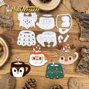 Original Lovely Layers Christmas Deer Tree Penguin Santa Claus Warm Cups Metal Cutting Dies Scrapbooking Decorative Embossing