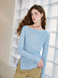 Toyouth | Ballet Style Turtleneck Design T-shirt Light Blue