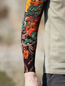 Ice Silk Tattoo Sleeve Covers Mens Seamless Cool Arm Protector Womens Sunscreen Sleeve Flower Arm Design Spring Summer Autumn