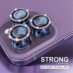 Glitter Diamond Rhinestone Camera Lens Tempered Glass Film For iPhone 12 11 Pro Max Mini Shockproof Phone Back Cover Lens Protector