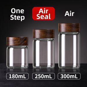 Wood Lid Glass Borosilicate Heat-Resistant Sealed Airtight Storage Jar
