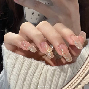 MONLEYTA | Wearable Manicure Nail Patches Short Style Ice Transparent Color French Design Ready-to-Wear Summer New Arrival