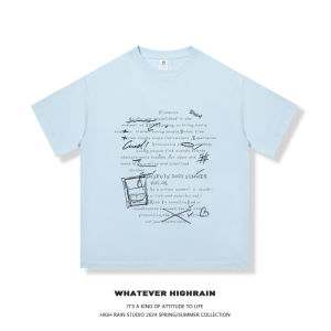 Áo Thun Cotton Tay Ngắn Dáng Rộng Phong Cách Mỹ Thường Ngày Mùa Hè Cho Nữ Áo Thun Nam Tay Lửng Màu Kem Sữa in Chữ