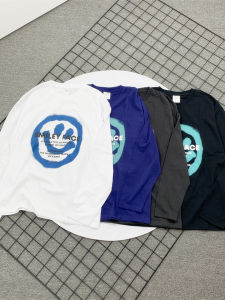 Áo Thun Dài Tay Cổ Tròn in Hình Mặt Cười Phong Cách Nhật Bản Rộng Rãi Cho Nam Và Nữ Mùa Xuân Thu Thường Ngày