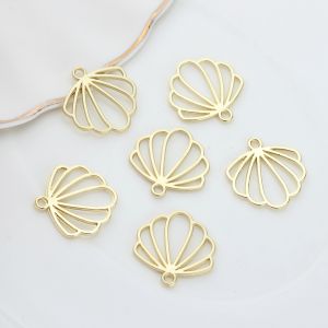 Zinc Alloy Pendant Hollow Out Cute Flat Scallop Charms 20mm 10pcs/lot For DIY Jewelry Earring Making Accessories