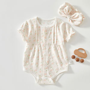 ฤดูใบไม้ผลิ ฤดูใบไม้ร่วง Pure ผ้าฝ้าย แขนสั้น เด็กทารก บอดี้สูท สามเหลี่ยมไม่เย็บ เด็กทารก เสื้อผ้าเด็กแรกเกิด เด็กทารก ชุดสบาย ผ้าฝ้าย ชุดสูท