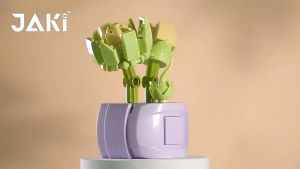 MEKANSM DIY Partikel Kecil Blok Bangunan Succulent Pot Tanaman Imitasi Buket Lucu Kreatif Omamen Bunga Abadi Bangunan Mainan Gadis