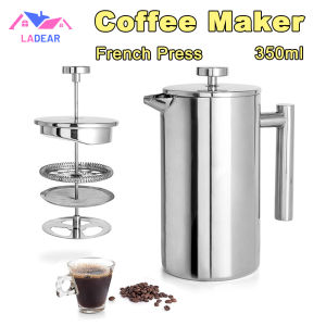 {SG} 350ml French Press Coffee Maker Double Walled Stainless Steel Coffee Pot Filtered Coffee Press Metal French Press