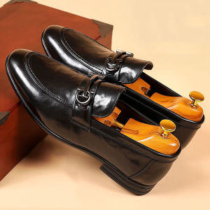 Leather Mens Slip-On Shoes Breathable Casual Business British Style Spring Autumn Seasonal Comfortable Fashionable Flat Heel