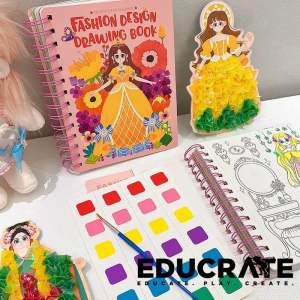 EducratePH 3 in 1 Fashion Design Book for Kids / pattern watercolor and dress up game