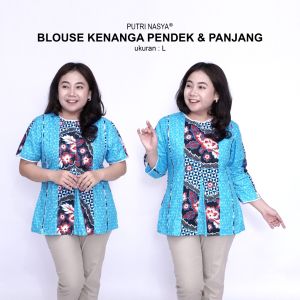 Putri Nasya Blouse Batik Big Size Wanita Atasan Batik Jumbo Pakaian Atasan Model Blus Jumbo Seragam Kerja Batik / Pakaian Kekinian L-XL-2L-3L-4L-5L-6L-7L / Pakaian Batik Katun Kantor Formal Wanita / Baju Batik Wanita Super Bigsize Terbaru Modern Terkini