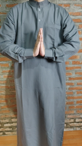 Jubah Pria Manset Gamis Pria Dewasa Model Kancing Jubah Polos Lengan Manset