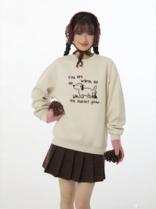 Gbiaior | Autumn Dog Print Loose Fitting Sweater Womens Hoodie