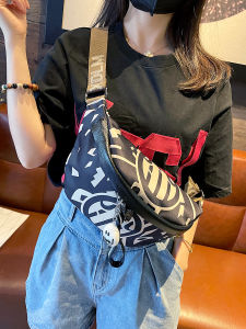 Fashion Brand Printing Best Selling Chest Bag Female 2024 New Arrival Fashion Motorcycle Bag Crossbody Bag Casual Korean Waist Bag Dumpling Bag