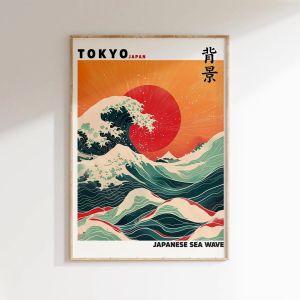 Kayou | DIY Paint By Numbers Wave Mount Fuji Sunrise Japanese Landscape for Adults Beginner Canvas Wall Art Home Decor Gift Frameless