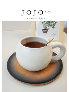Black and White Fat Handle Aesthetic Mug