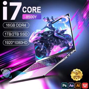 Portable i7 Laptop Computer PC Gamer Windows 11 Intel Core i7 8500Y 15.6 inch Office Study Laptops Fingerprint Unlock Notebook