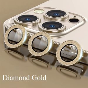 2-3Pcs Glitter Camera Lens Protector For IPhone 16 17Pro Max 13 Mini 9H Tempered Glass Screen Protector Cover Film Metal Ring