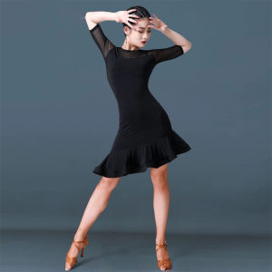 Womens Latin Dance Outfit Slim Fit Midi Dress Sleeveless Rumba Performance Practice Suit Spring Summer New Style Fashionable