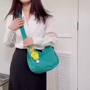 ZGEN06 Multi Pocket Design Canvas Bag Shoulder Bag Sling Bag Solid Color Shoulder Bag Casual Nylon Woman Crossbody Bag