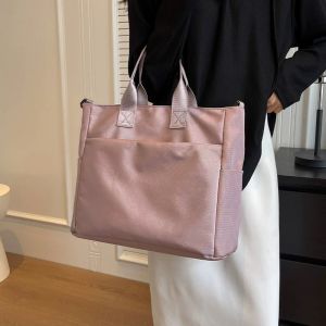 Casual Canvas Tote Bag Women Large Capacity 2026 New Handbag Commuting Shoulder Bag Crossbody Bag for Work British Style