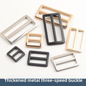 Adjustable Metal Three-Stage Button Decorative Ring Clothes Waist Belt Shoe Bag Fastener Day Word Buckle Ring DIY Sewing Accessories