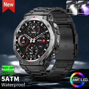 LIGE T-Rex 3 Ultra Smart Watch with LED Flashlight/UV Light 5ATM Waterproof Bluetooth Call Sports Smartwatch Men for Android iOS