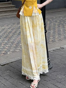 Shalldoer | Lace Patchwork Ombre Wide Leg Trousers