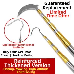 FANZHI | Stainless Steel Extendable Fruit Picking Rod With Hook And Sickle