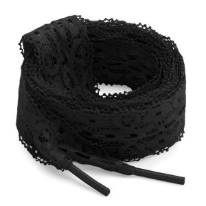 Black White Silk Lace Shoelaces 3cm Width Flat elastic Shoelace Suitable for a variety of shoes 1Pair/2Pair/3Pair