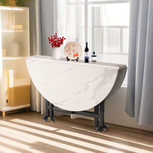 Modern Simple Foldable round Dining Table Home Living Room Compact Size Multi-Function Large Table Easy to Eat in Family Use