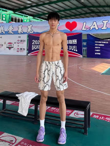 Quần Short Bóng Rổ American Five-Point Mỏng Nhanh Khô Mùa Hè Họa Tiết Rắn Màu Trắng Cho Nam Quần Thể Thao Tập Luyện