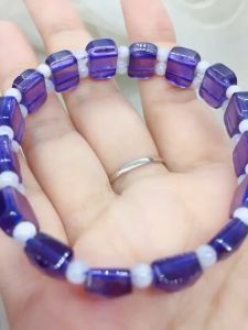 13th Ave Natural Crystal Diamond Cut  Amethyst with moonstone Bracelet  | 天然切面紫水晶月亮石 隔珠手排