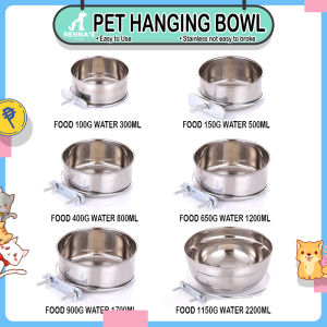 Rennas Dog Hanging Metal Hook Stainless Bowl Dog Hanging Food Bowl For Dog Cage Stainless Pet Bowl