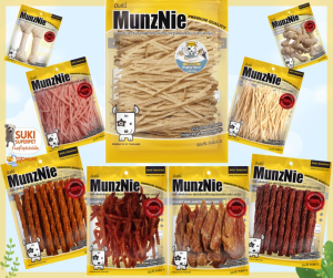 MunzNie(มันซ์นี่) ปลาเส้นน้องแมว น้องสุนัขทานได้ และขนมขบเคี้ยวน้องสุนัข ขนาด 80g.100g. และ150g.
