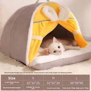 MONLEYTA | All-Season Cat House Winter Warm Dog Bed Enclosed Nursery Pet Bed Villa Cat Room For Kittens Pet Supplies Cat Nest