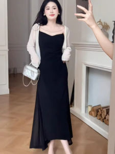 plus Size Summer Womens Dress And Top Set with Sun Protection Long Sleeve High Waist A-Line Skirt Slimming Effect Meat Covering