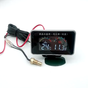 AUTOFun 2 in1 LCD Digital Gauge Car Water Temperature+Voltmeter Voltage Pressure 10mm Thread Sensor